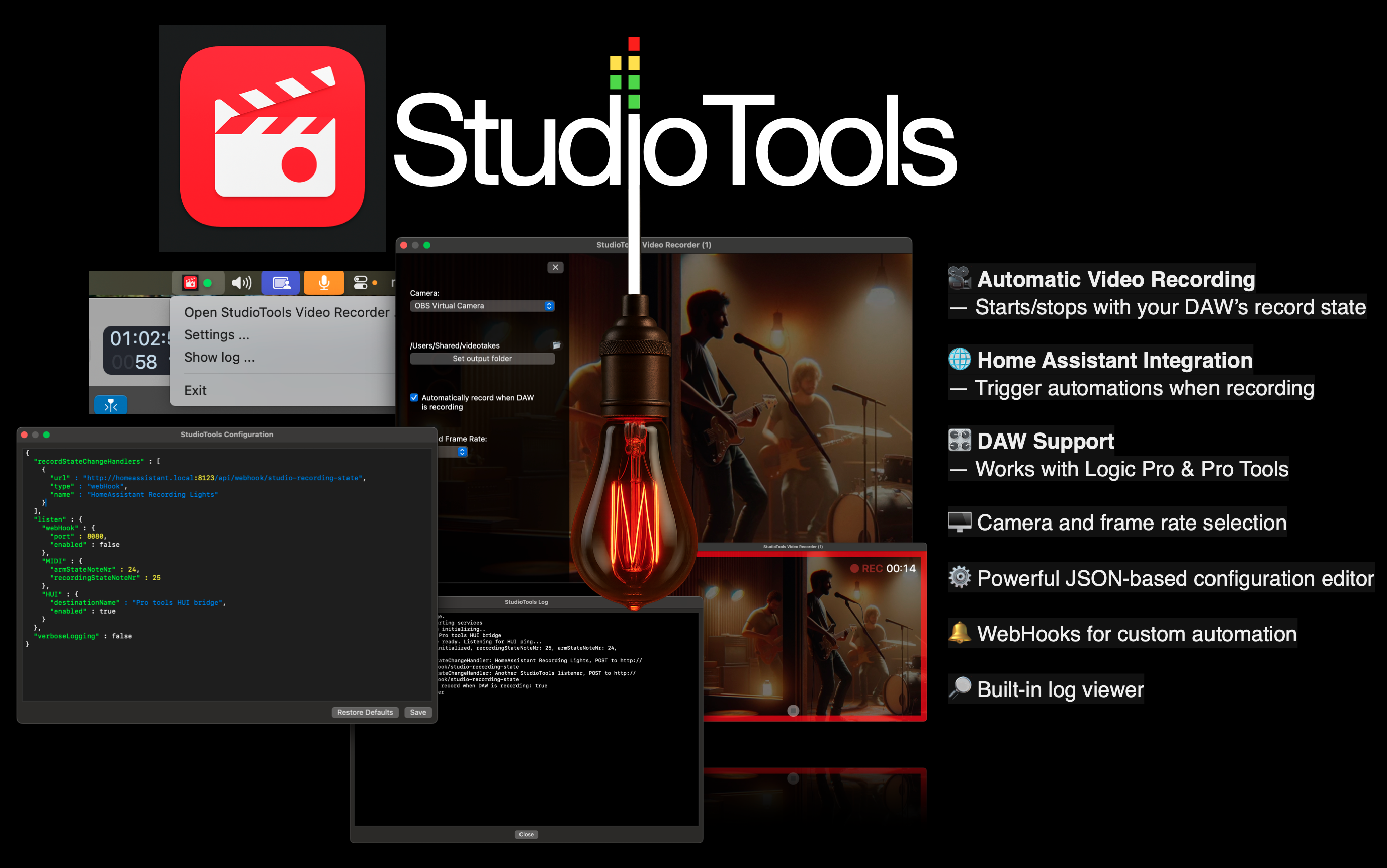 StudioTools-gränssnitt som visar studioautomation och DAW-styrda arbetsflöden